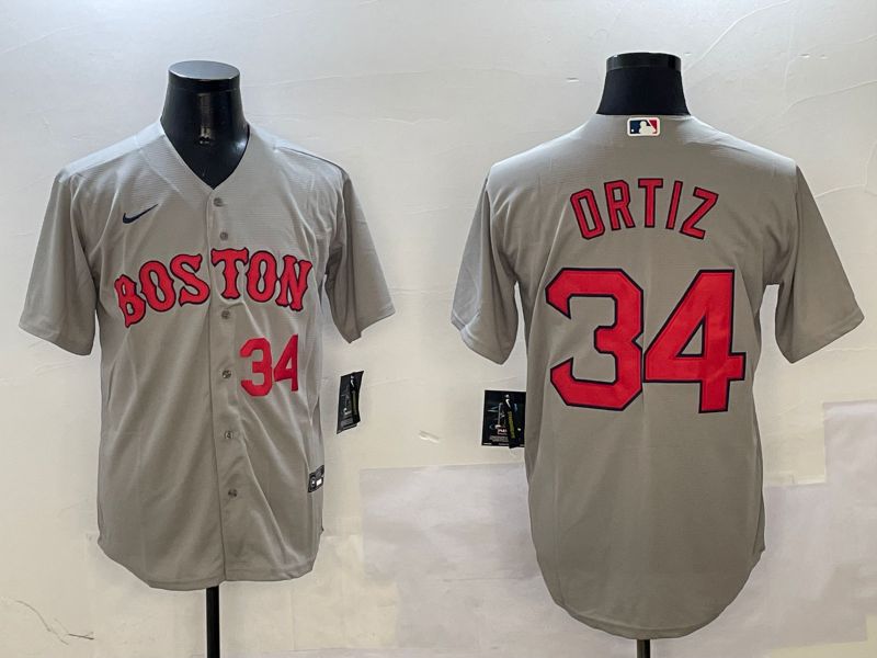 Men Boston Red Sox 34 Ortiz Grey Game 2025 Nike MLB Jersey style 3